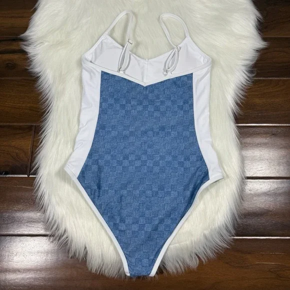 Beach Riot Women's Size XS Blue Denim Daze Harmony One Piece Swim Suit NO‎ BELT